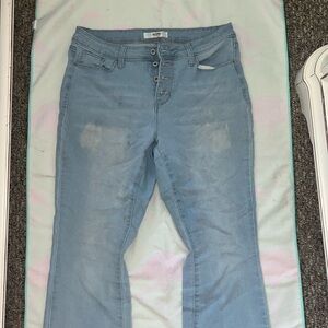 Women’s flare light wash jeans. Size 14. Super stretchy.